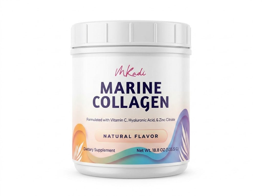 MKADI Marine Collagen Peptides Powder, Vitamin C, Hyaluronic Acid & Zinc