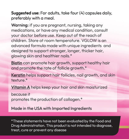 Mkadi VGLOW Extra Hair Skin and Nails Vitamins - MKADI